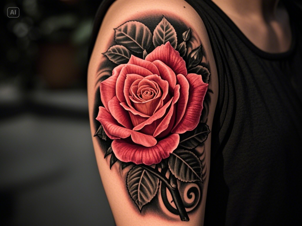 3D rose tattoo