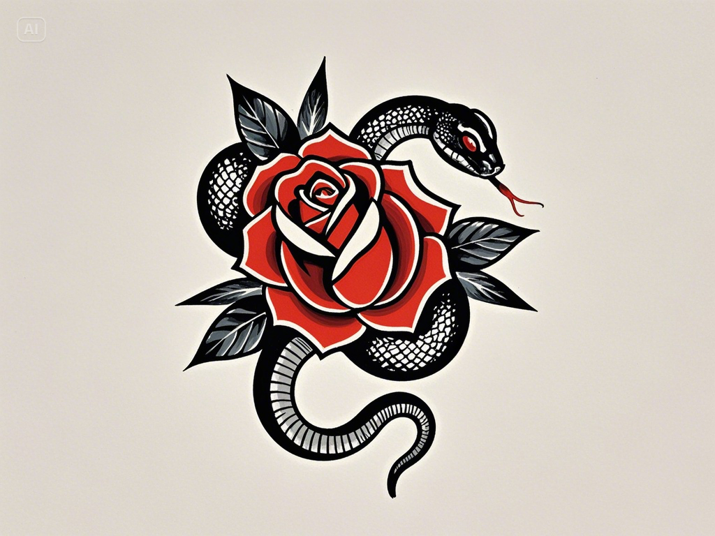 Rose snake tattoo