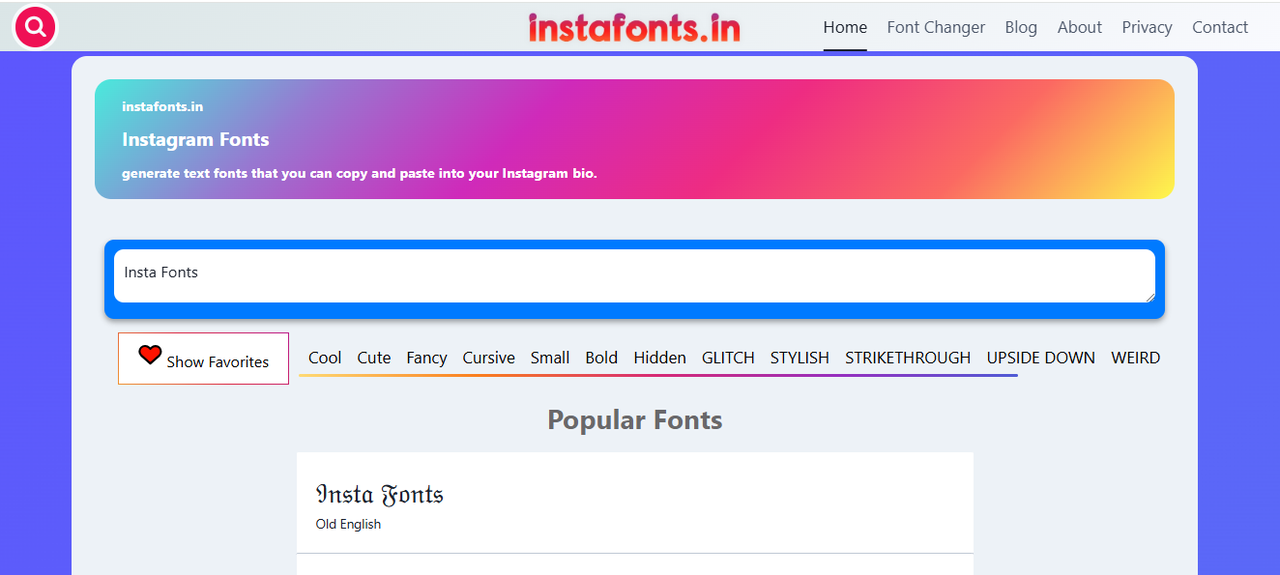 Open the InstaFonts on your browser to highlight fonts on Instagram