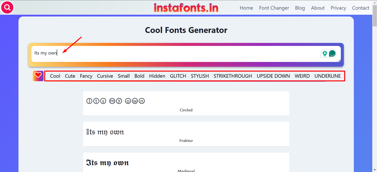 Choosing the font style for Instagram