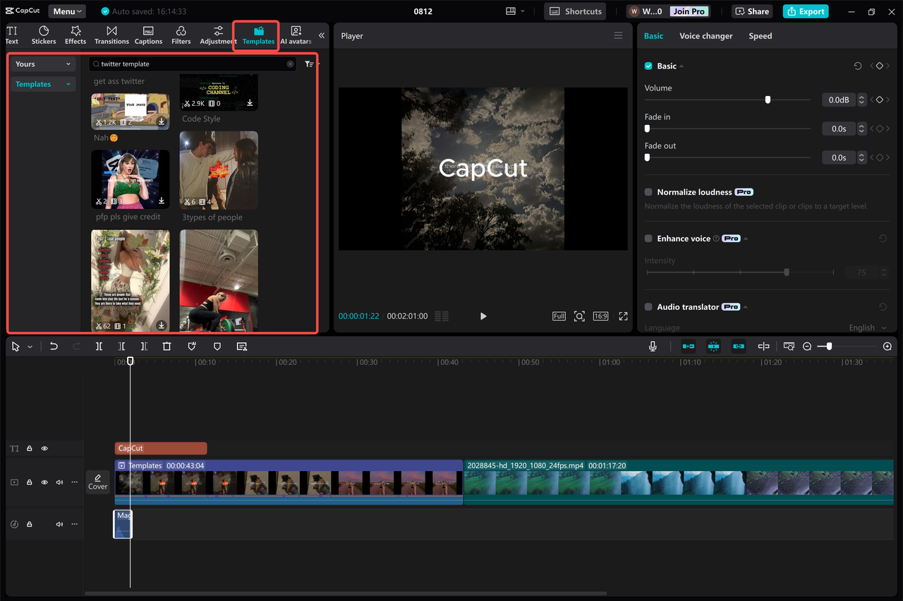 Exploring the trending video templates in the CapCut desktop video editor