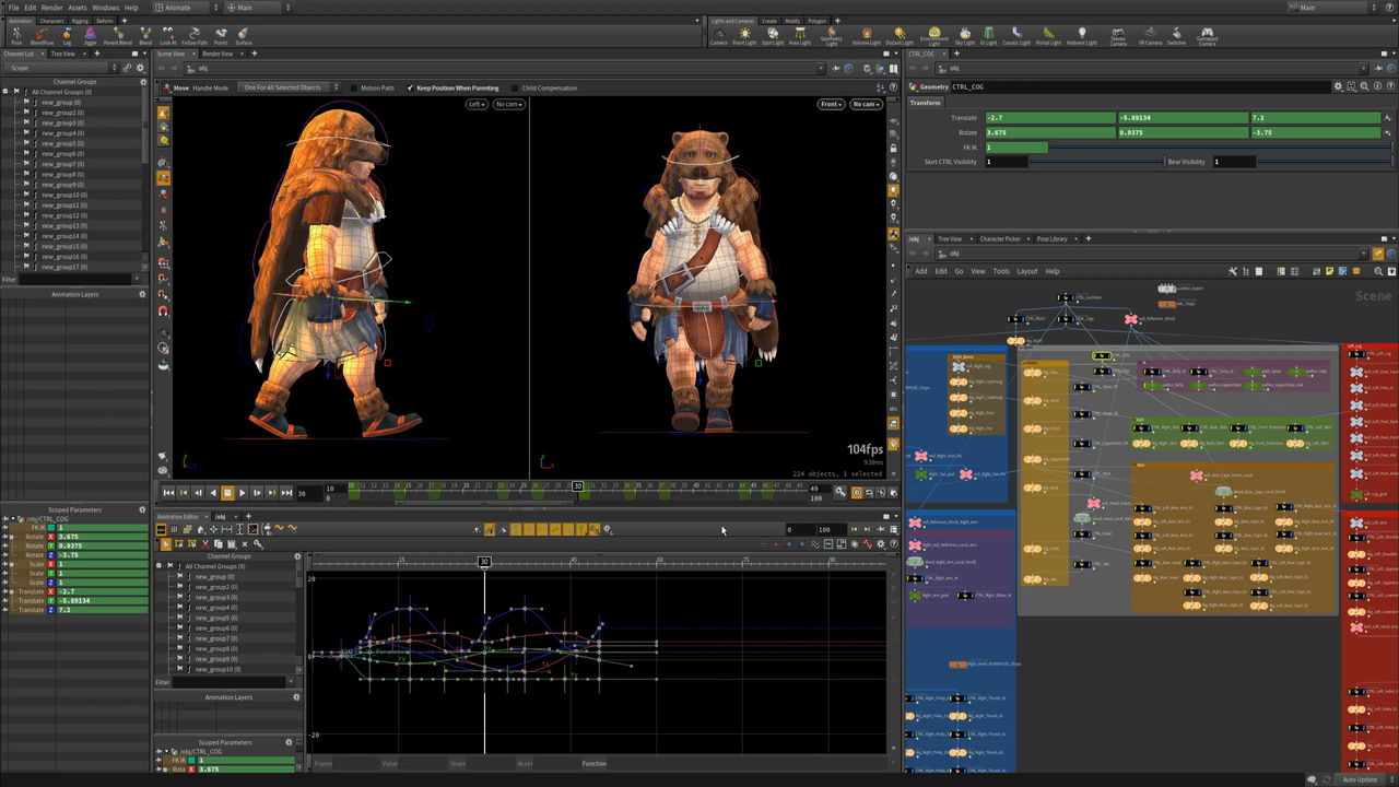 Interface of Houdini - well-known software for  VFX 3D animation