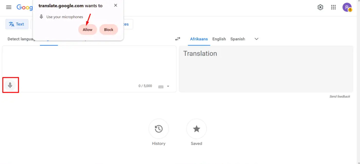 Enabling voice input for English to Malayalam translation with Google Voice