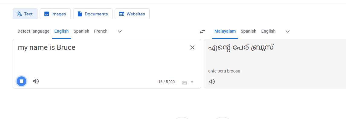 Achieving Malayalam to English voice translation with Google