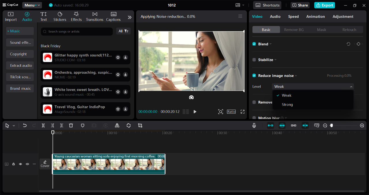 Interface of the CapCut desktop video editor - the best alternative to Canva