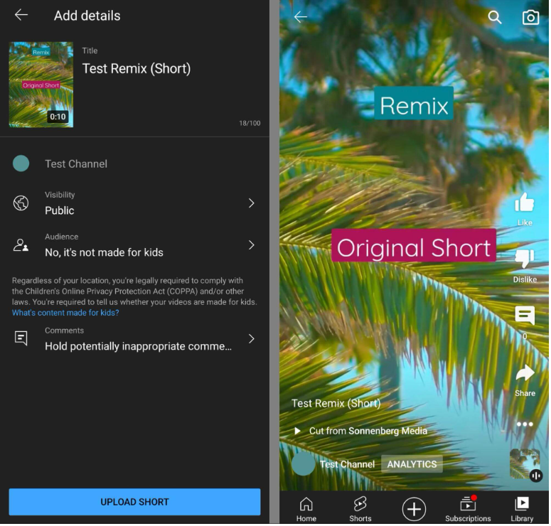 Publishing a short video remix on YouTube