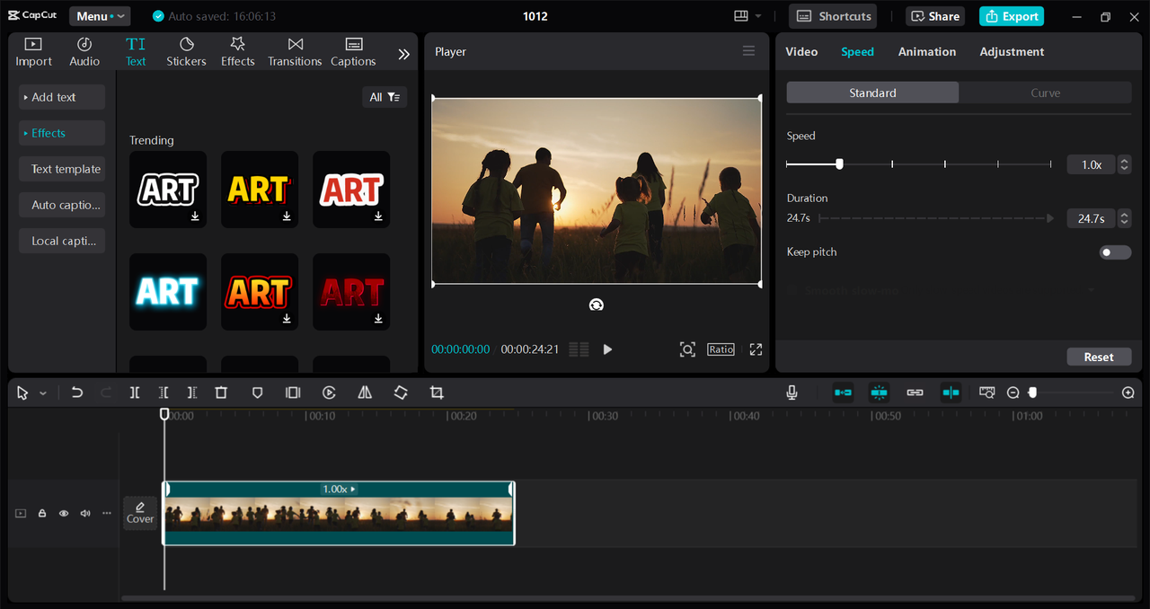 Interface of the CapCut desktop video editor - the best talking head video generator