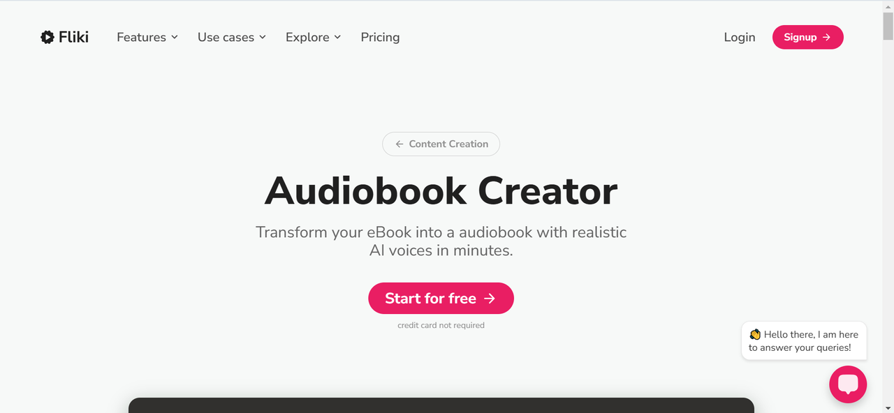 Interface of Fliki - an easy-to-use audible creator