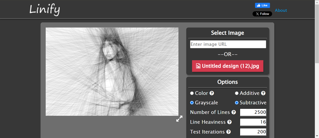 Linify continuous line drawing generator