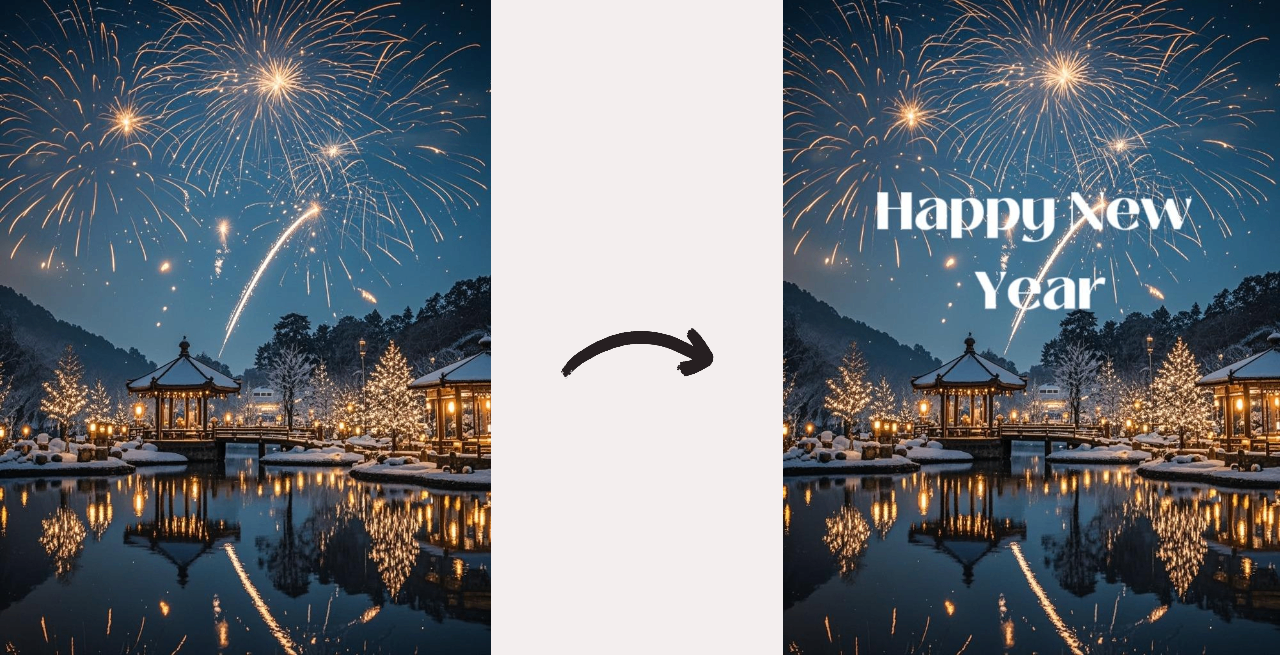 adding text to New Year card