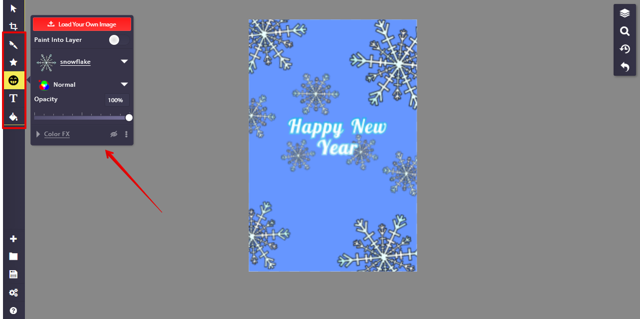 creating New Year card in Sketch.io