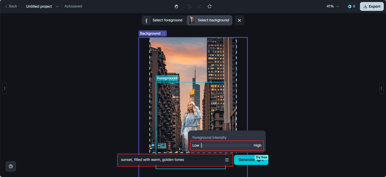 Choose foreground and background to blend