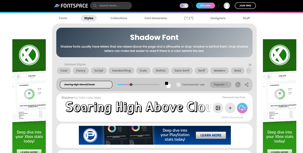 Fontspace offers thousands of free shadow fonts