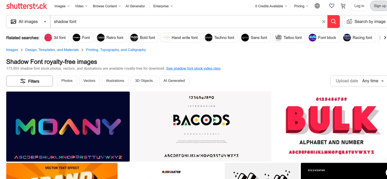 Shutterstock is a well-known platform to provide various shadow fonts