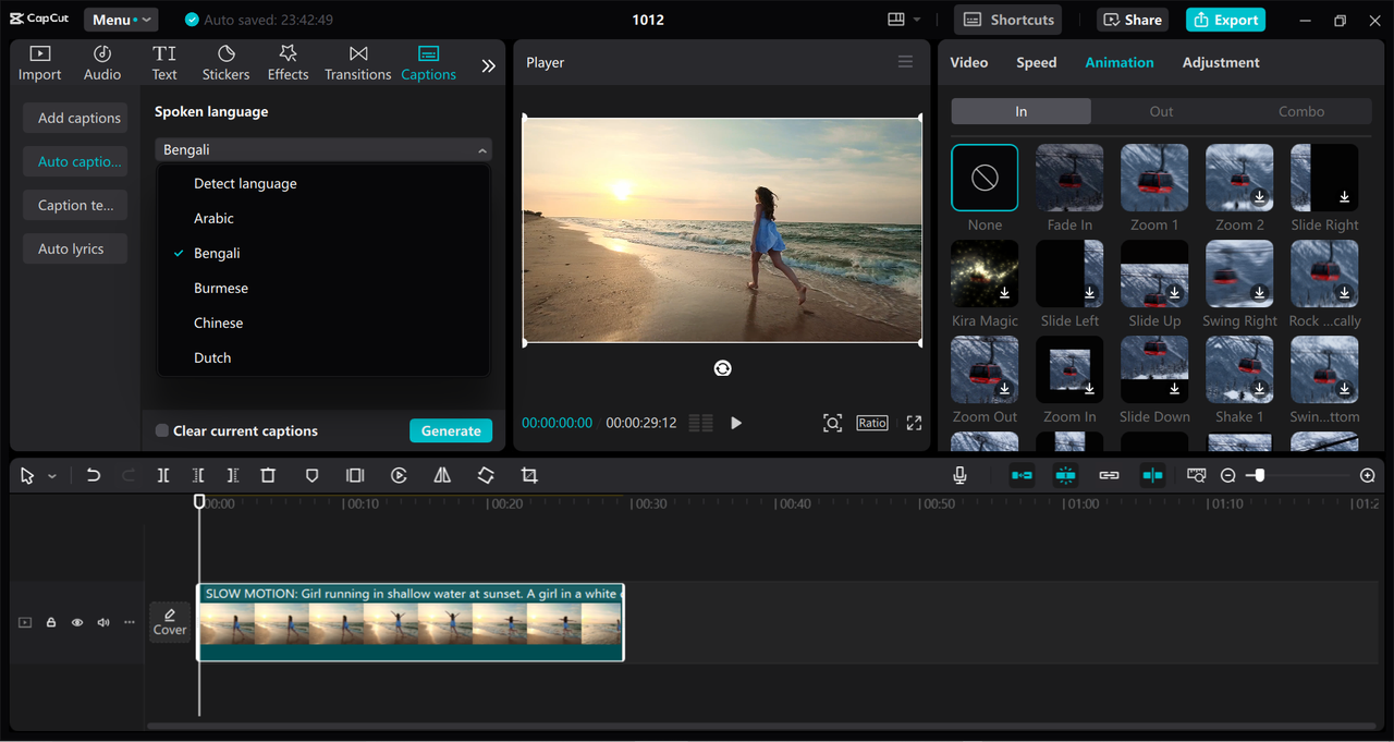 Interface of the CapCut desktop video editor - an easy-to-use tool to make videos for Facebook