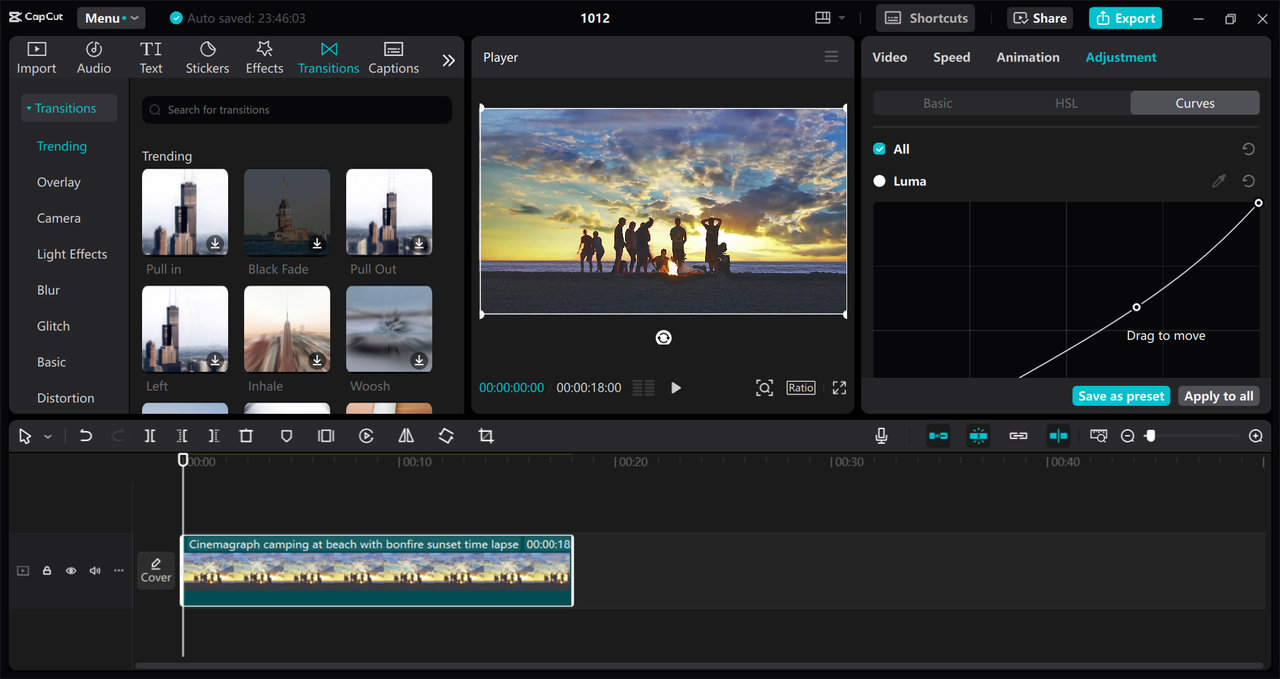 Interface of the CapCut desktop video editor - a user-friendly tool to create trendy Instagram videos