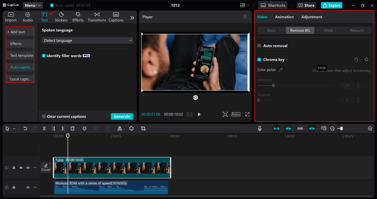 Editing a video for WhatsApp in the CapCut desktop video editor