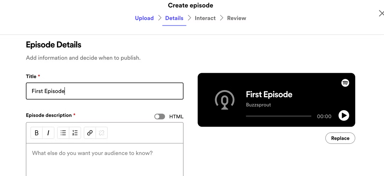 Showing how to start a podcast on Spotify