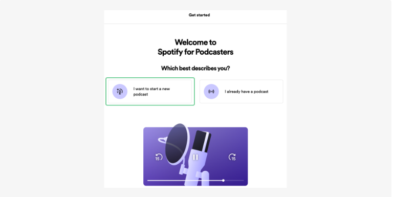 Creating a new account on Spotify for Podcasters