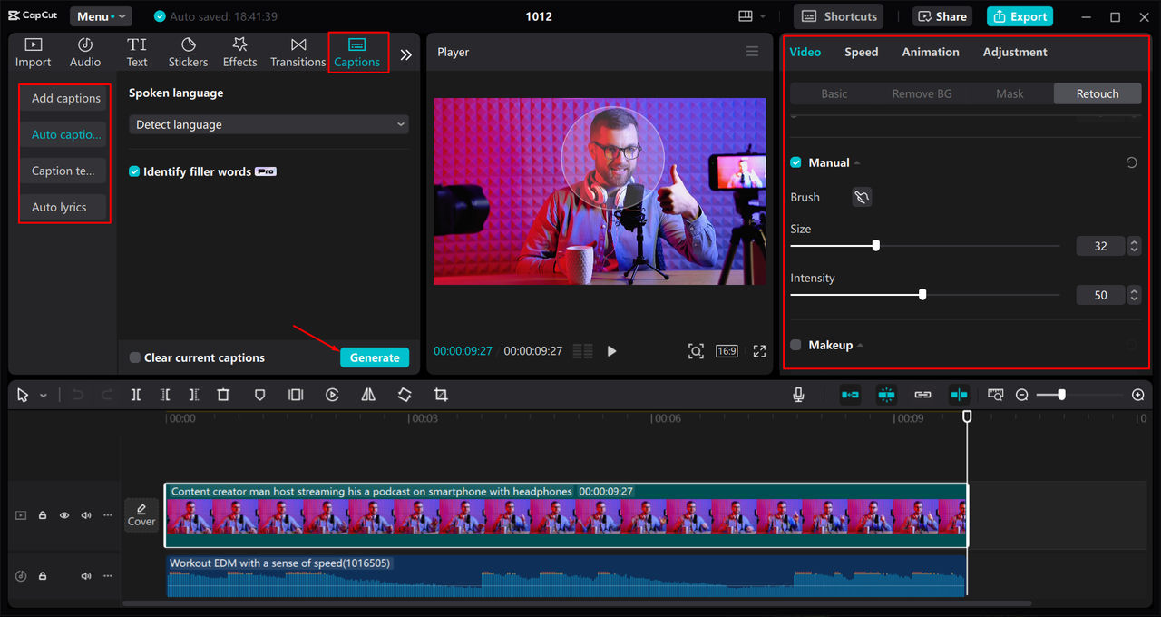 Using advanced features to boost podcast quality in the CapCut desktop video editor