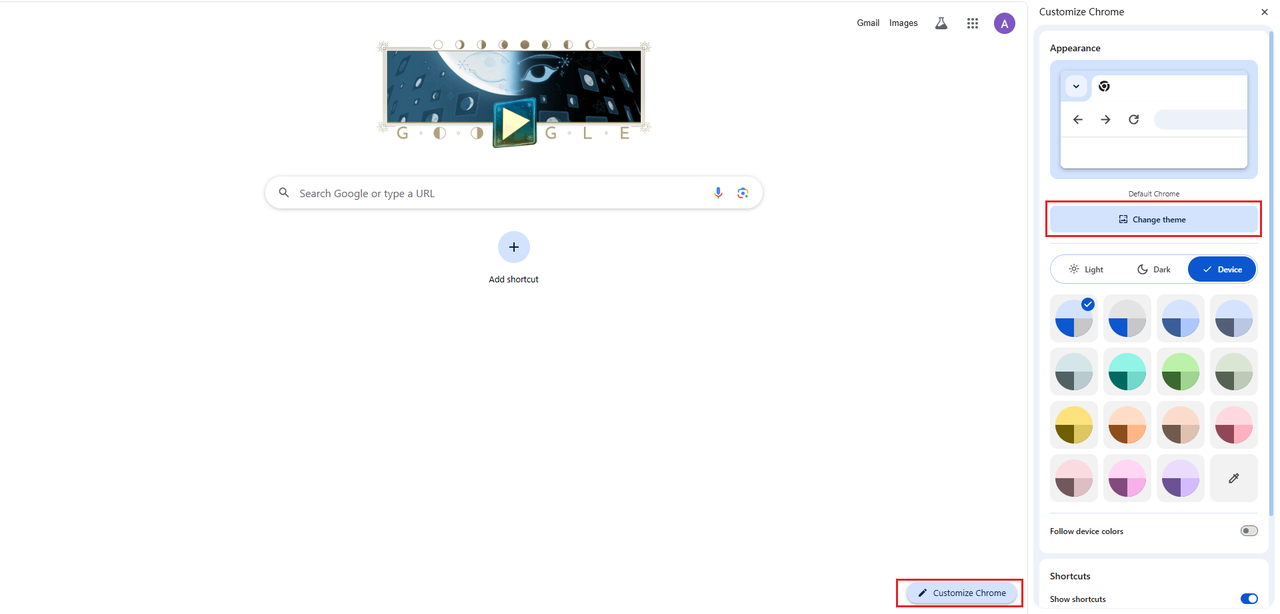 Change background for Google Chrome with ready-to-use themes