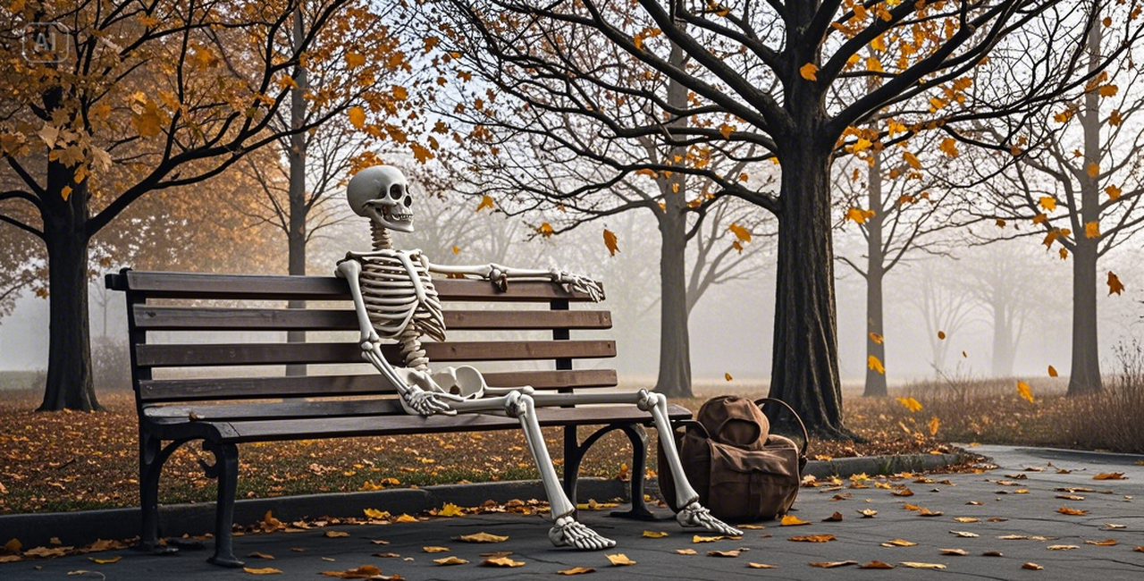 sitting skeleton meme