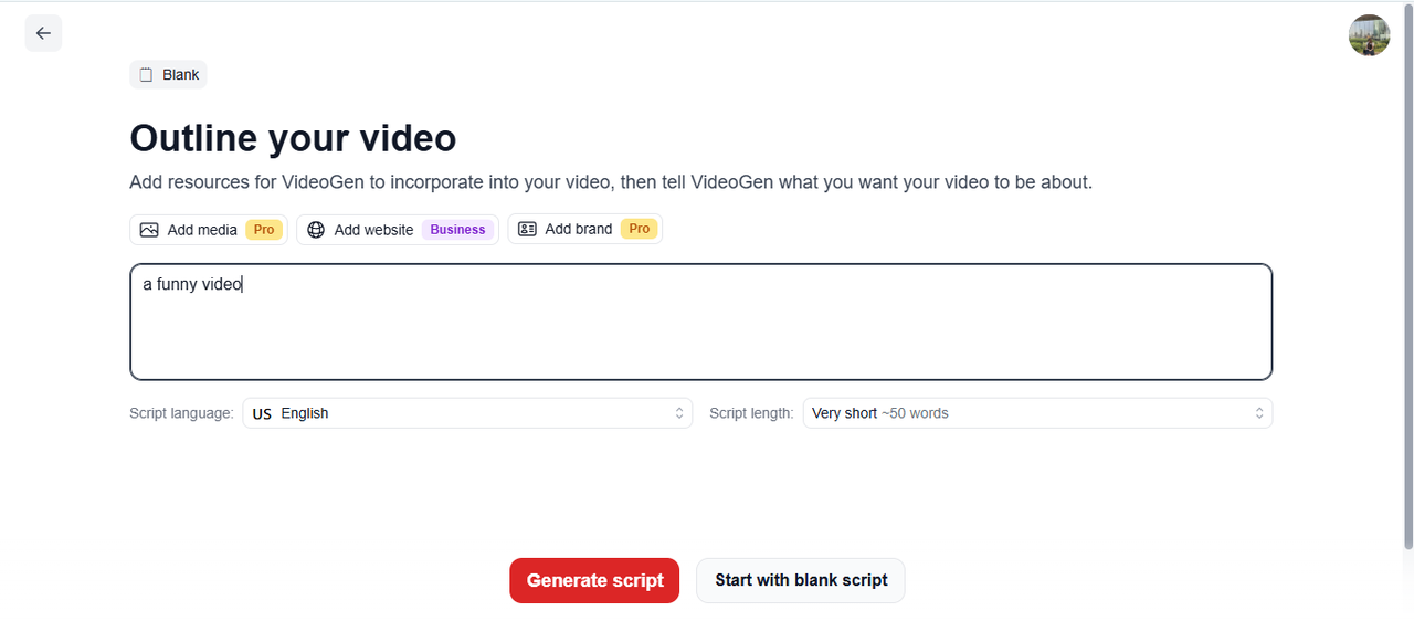 VideoGen's editing interface