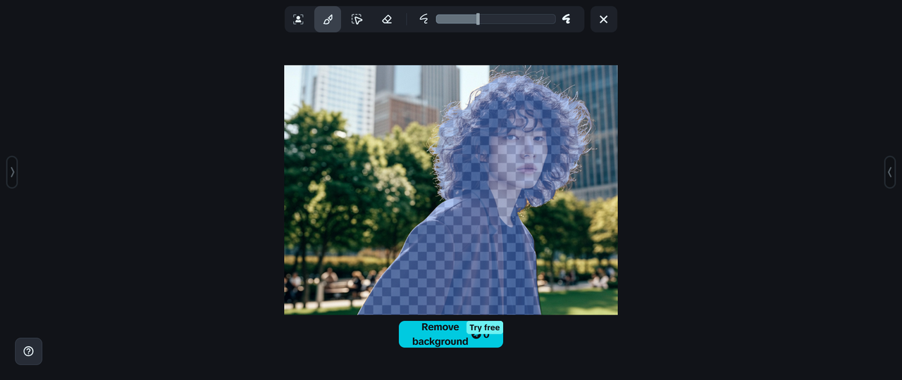 Dreamina background eraser AI preview window