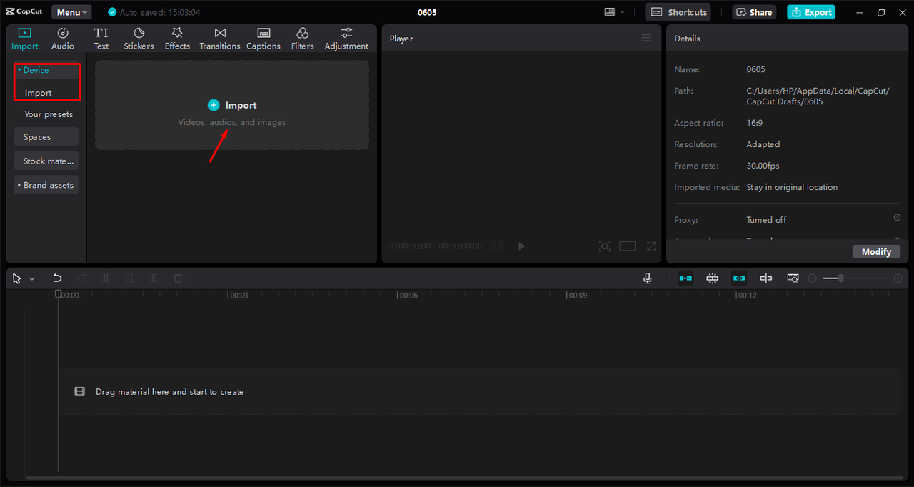 Uploading Zoom recording to the CapCut desktop video editor