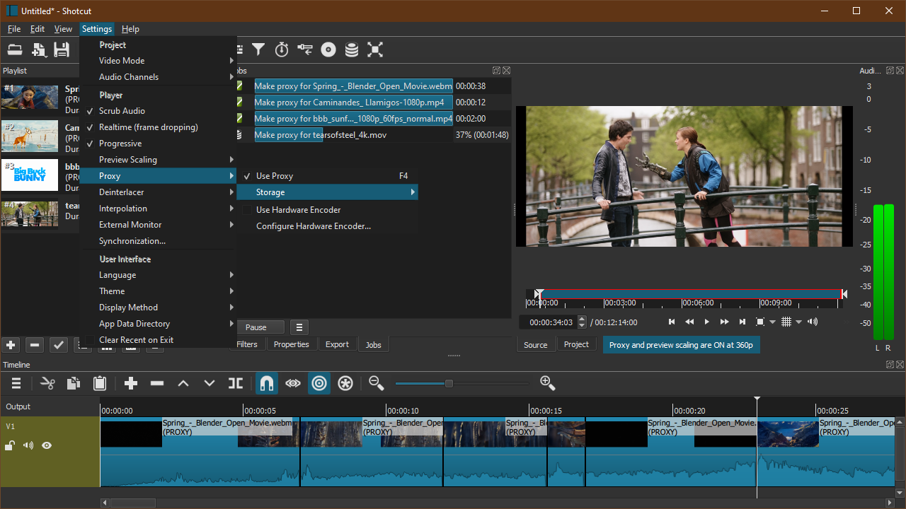 Interface of Shotcut - the excellent free video editor with pan and Zoom effects 