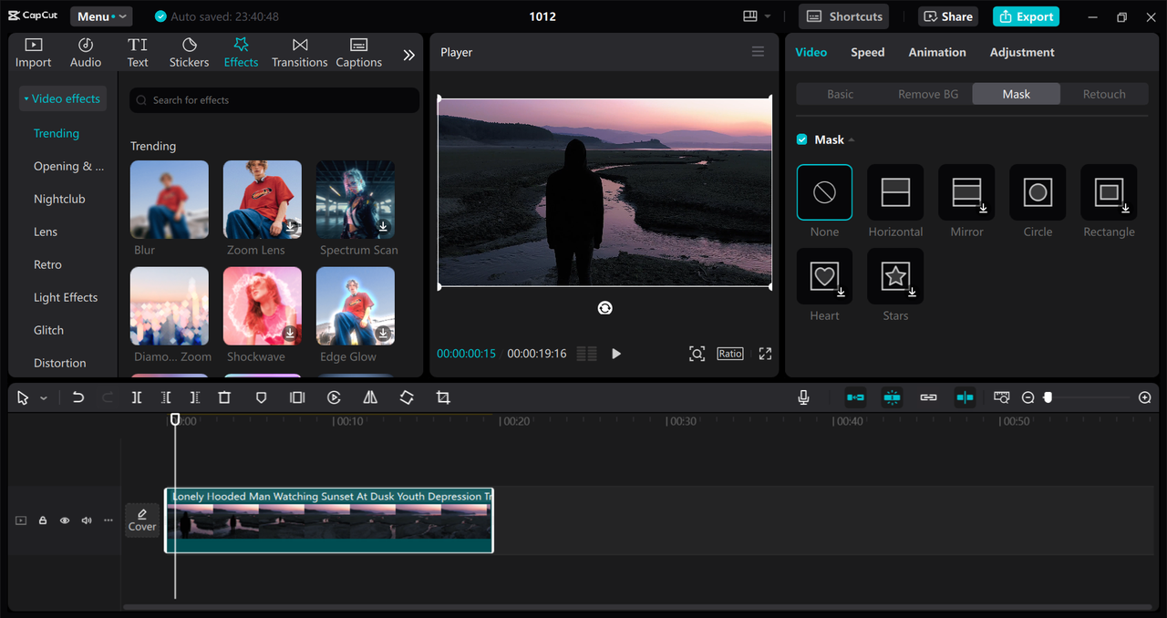 Interface of the CapCut desktop video editor - another way to remove lag from videos