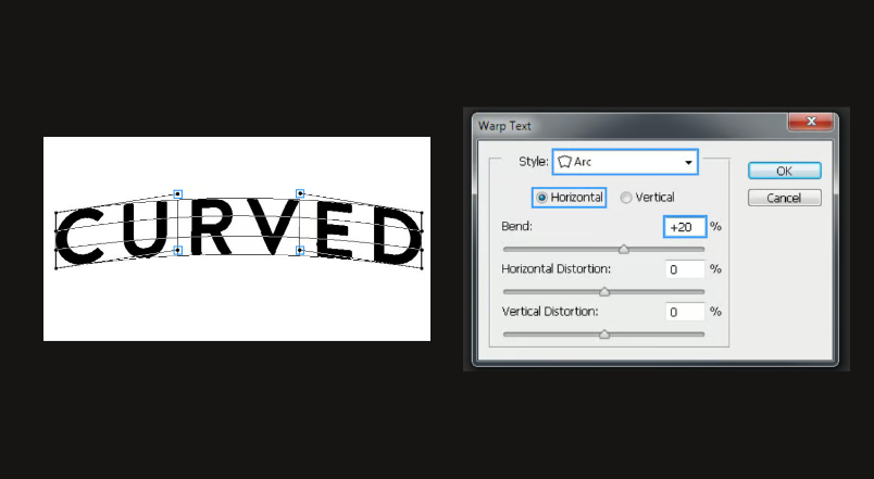 Customize and finalize the curved text