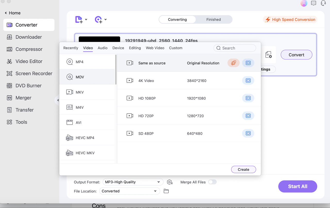 Select the output format