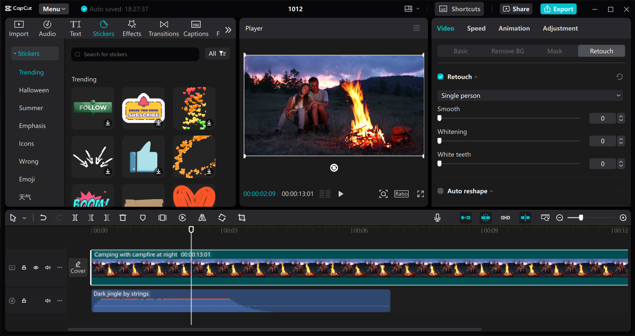 Interface of the CapCut desktop video editor - the best way to generate multilingual captions