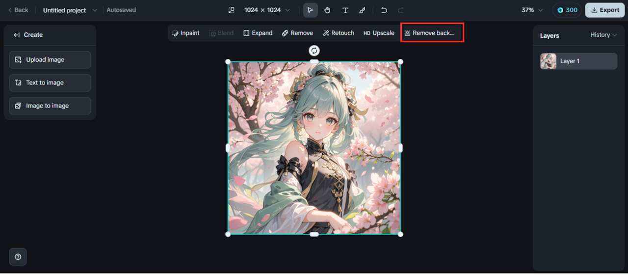 Remove background feature