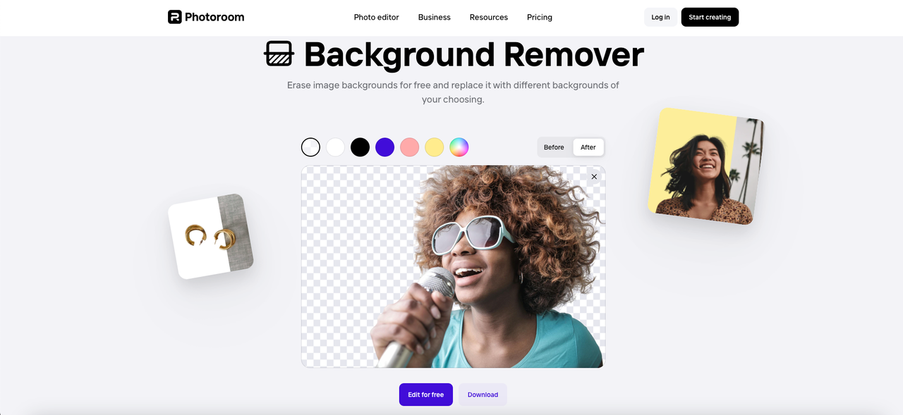 Automatic Photoroom background remover