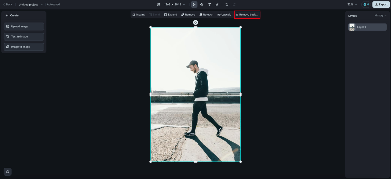 How to take off background of picture: Click "Remove background"