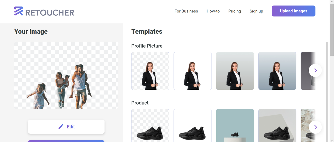 Make image transparent online with Retoucher