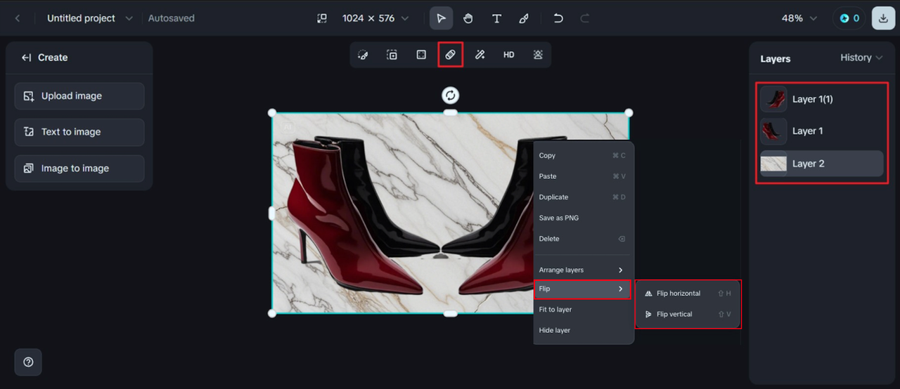 Online image editor mirror effect