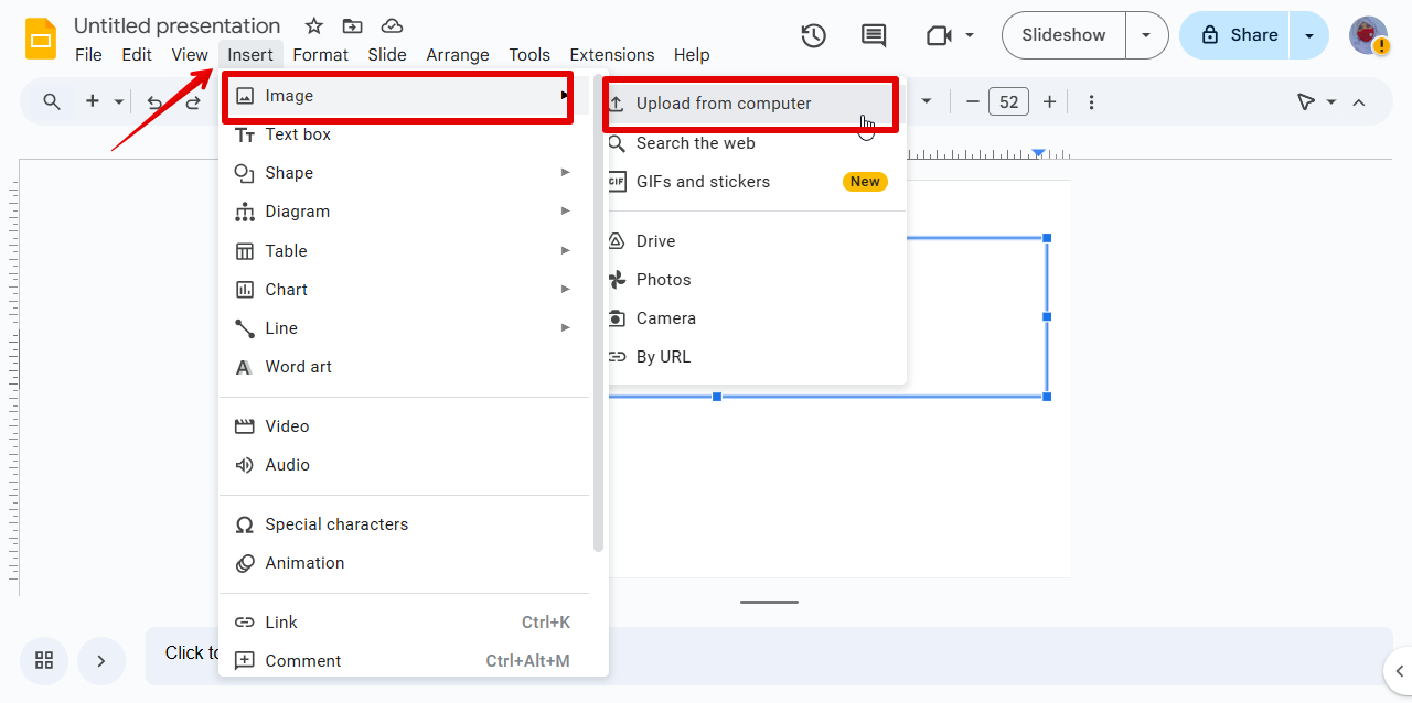 importing image to remove background in Google Slides