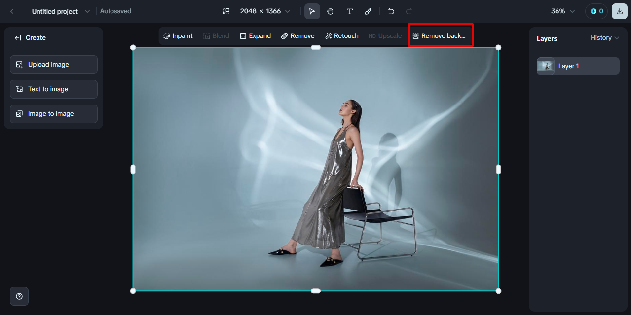 remove background option in Dreamina