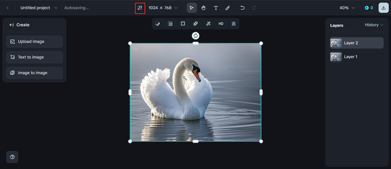 Click "Fit to canvas" to fit image into canvas