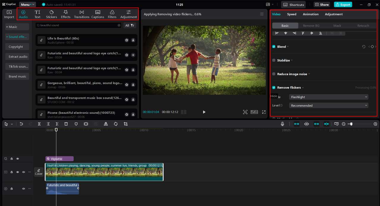 Editing your video shot with CapCut desktop video editor