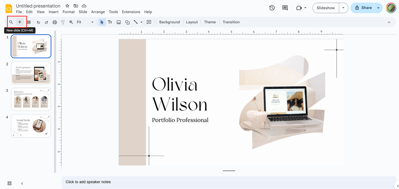 Showing presentation in Google Slides