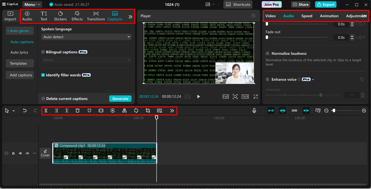 Editing screen recording in the CapCut desktop video editor