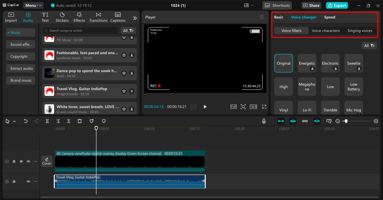 Editing screen recording in the CapCut desktop video editor