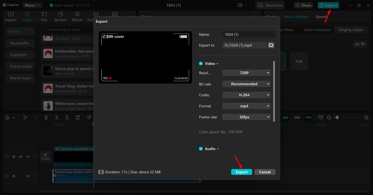 Exporting high-quality video from the CapCut desktop video editor