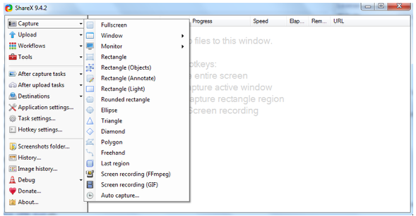 Choosing a specific area to be recorded by ShareX