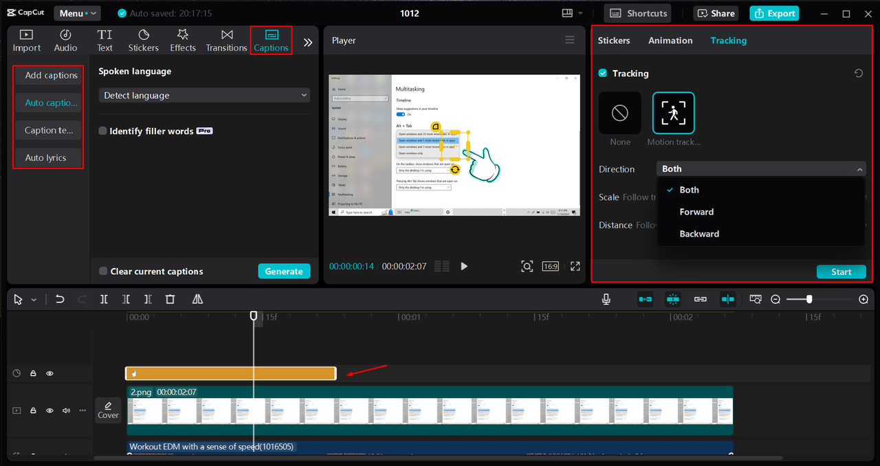 Editing the recorded video in the CapCut desktop video editor