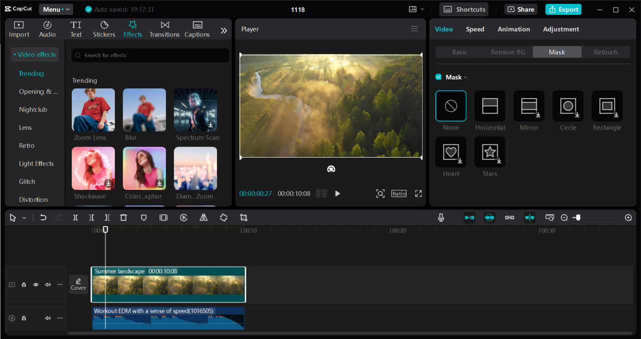 Interface of the CapCut desktop video editor - a tool to edit the screen recordings on PC